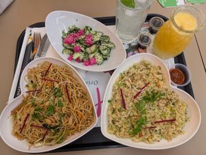 Fried Noodles, fried rice, cucumber salad at HIMÁ Oriental Taste in Castelo Branco