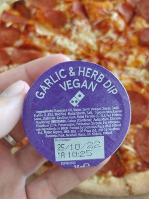 Vegan Garlic & Herb Dip at Domino's Pizza in North London