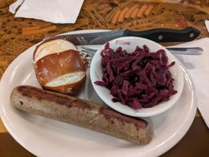 Tofu bratwurst at Mr Dunderbak's Biergarten and Brewery in Tampa
