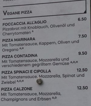 Vegan menu at Antica Napoli in Bremen