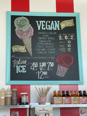 Vegan ice cream list   at Coney Waffle in Brooklyn