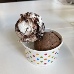 Vanilla fudge, and coffee  at Coney Waffle in Brooklyn