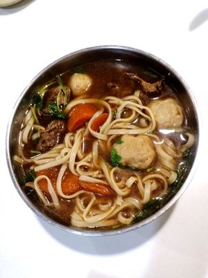 Vegetable soup with mushroom balls. at Pu Ti in San Jose