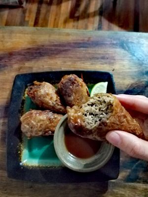 Mushroom "chicken thighs. Taste awesome, unfortunately this dish is pricey for its size. at Pu Ti in San Jose