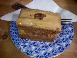 Maybe the best coffee and walnut cake ever. at Art Cafe in Holt