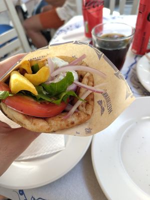 Gyros (lots of the 'meat' hidden) at Piatsa Souvlaki Grill House Oia in Oia