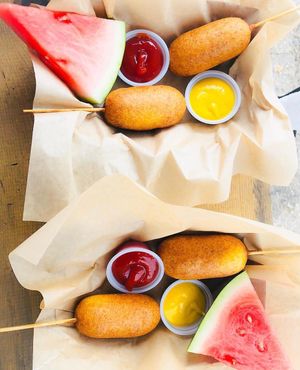 The best corndogs in the world! at Vegan Van @ Park Hill Kitchens in Denver