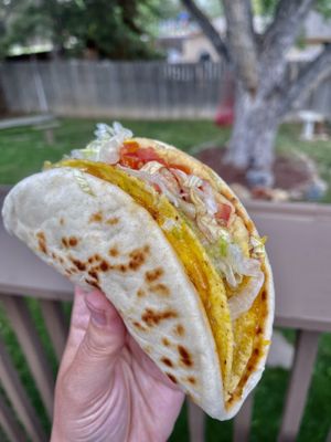Cheezy Gordita crunch- just like TB but sooo much better  at Vegan Van @ Park Hill Kitchens in Denver