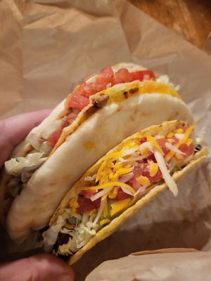 Cheesy gordito and taco at Vegan Van @ Park Hill Kitchens in Denver