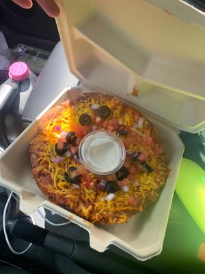 Mexican pizza! So delicious, are you kidding me!!?   at Vegan Van @ Park Hill Kitchens in Denver