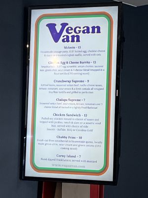 Menu  at Vegan Van @ Park Hill Kitchens in Denver