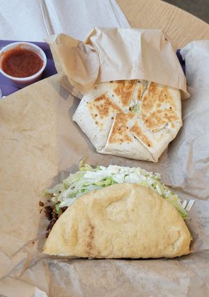 Gordita and crunchwrap at Vegan Van @ Park Hill Kitchens in Denver