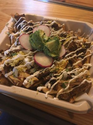 carne asada fries  at Vegan Van @ Park Hill Kitchens in Denver