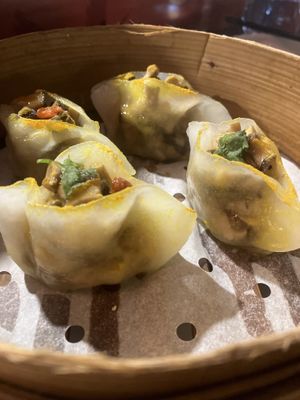 Mushroom dumplings  at White + Wong's in Queenstown
