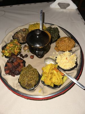 Ethiopian Bayanetu Platter  at Ethiopian Food Kiyyaa Cafe & Restaurant in Athens