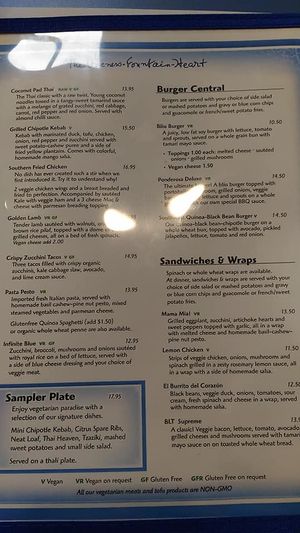 menu at The Oneness-Fountain-Heart in Flushing