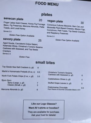 Food Menu  at Atwater Vineyards in Burdett