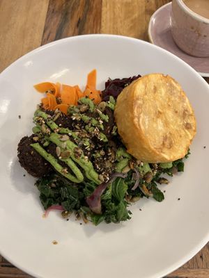 Breakfast bowl with extra hash brown   at Tempus Up Early in Katoomba