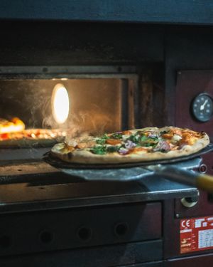 Our Veggie Delight coming out of the oven, yum. at The Baby Goat Barn in Hamburg