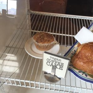 clearly marked vegan options at Coffee Emporium in Cincinnati