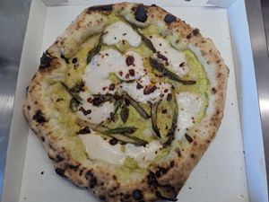 Asparagus cream - yum at Napoli on the Road in West London