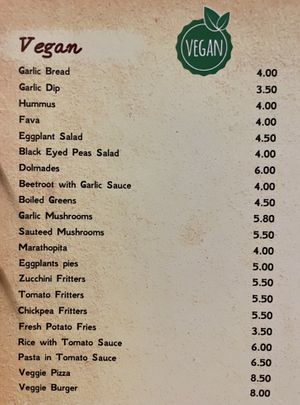 The menu. I ordered more but only 9 photos are allowed    at Art & Taste in Rhodes