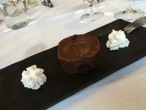 Chocolate Decadence Cake with Coconut Whipped Cream  at Glenora Wine Cellars in Dundee