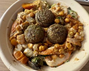 Autumn Falafel Bowl from the seasonal menu  at Life Alive Organic Cafe in Cambridge