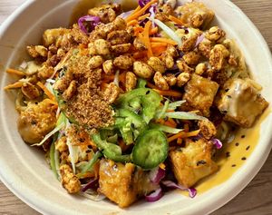 Spicy Peanut Noodles with Life Alive’s new tofu   at Life Alive Organic Cafe in Cambridge