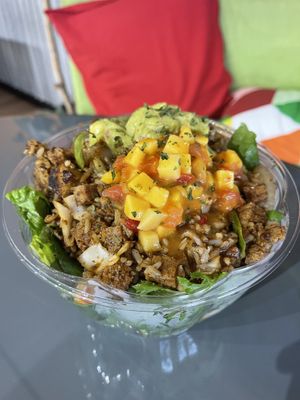 Jerk Tofu Salad, added guacamole   at The Healthy Food Cafe in Indianapolis