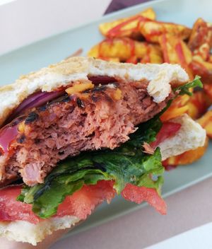 Heüra burger at Lo Refugi Gastrobar in Cornudella De Montsant