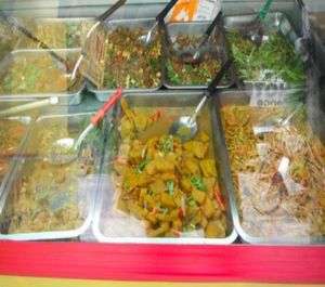 Assorted vegetables close up. at Mae Orathai Vegetarian in Phuket