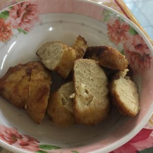 some sort of delicious mock meat at Mae Orathai Vegetarian in Phuket