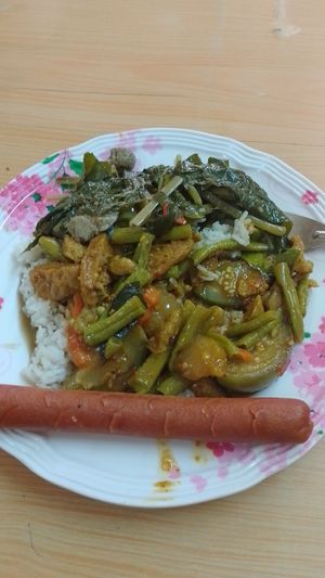 the vegan sausage was quite nice! at Mae Orathai Vegetarian in Phuket