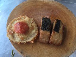 Vegan ‘egg and fish' at Mae Orathai Vegetarian in Phuket