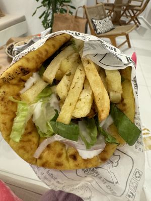Vegan Pita tomato  at Let's Eat in Santorini