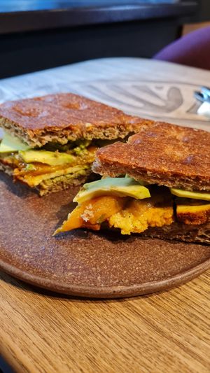 Smoked tofu sandwich at Tucano Coffee Costa Rica in Chisinau