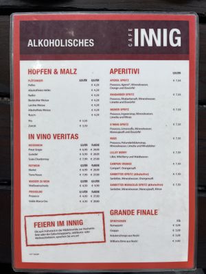Speisekarte Getränke 2  at Café INNiG in Rosenheim