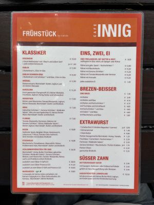 Speisekarte Frühstück  at Café INNiG in Rosenheim