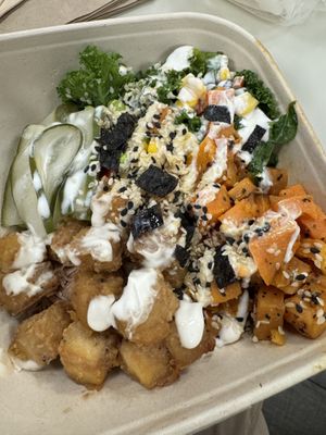 Sticky sesame tofu poké bowl  at Nook in Bath