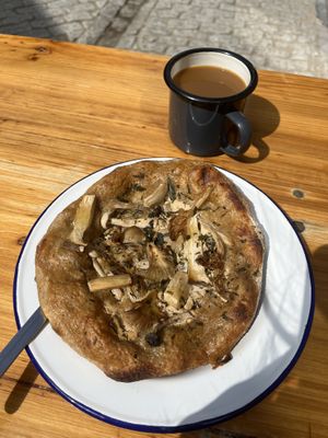 Wild mushroom flatbread   at Heyl Bakery in Plymouth