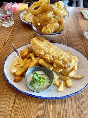 Vegan fish and chips  at Bertie's Proper Fish & Chips in Edinburgh
