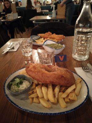 Vegan fish and chips at Bertie's Proper Fish & Chips in Edinburgh