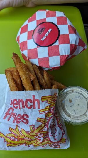 Classic fast food wrappers at Romeos Vegan Burgers in Greensboro