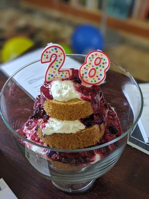 Birthday dessert surprise by Jill! at Someday Farm Vegan Bed and Breakfast in Freeland