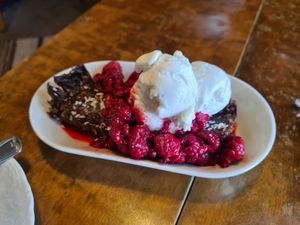 Chocolate cake at Backagården Öland in Farjestaden