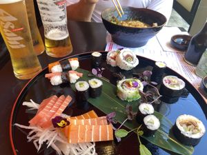 Vegan sushi platter  at Moshimo in Brighton