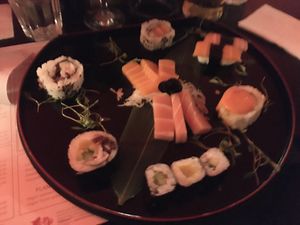 Vegan sushi boat at Moshimo in Brighton