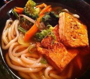 Organic Tofu Udon Noodle Soup at Moshimo in Brighton