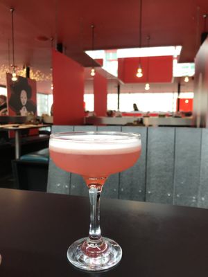 Raspberry apple sour (non alcoholic cocktail)  at Moshimo in Brighton